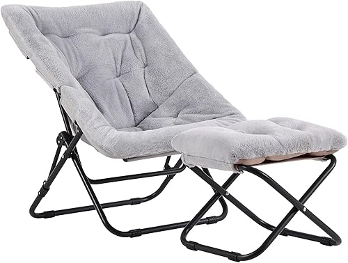 Miniatura 10 de Tiita Comfy Silla plegada, silla plegable de gran tamaño de piel sintética suave, silla perezosa para niños, adolescentes y adultos, silla lunar con