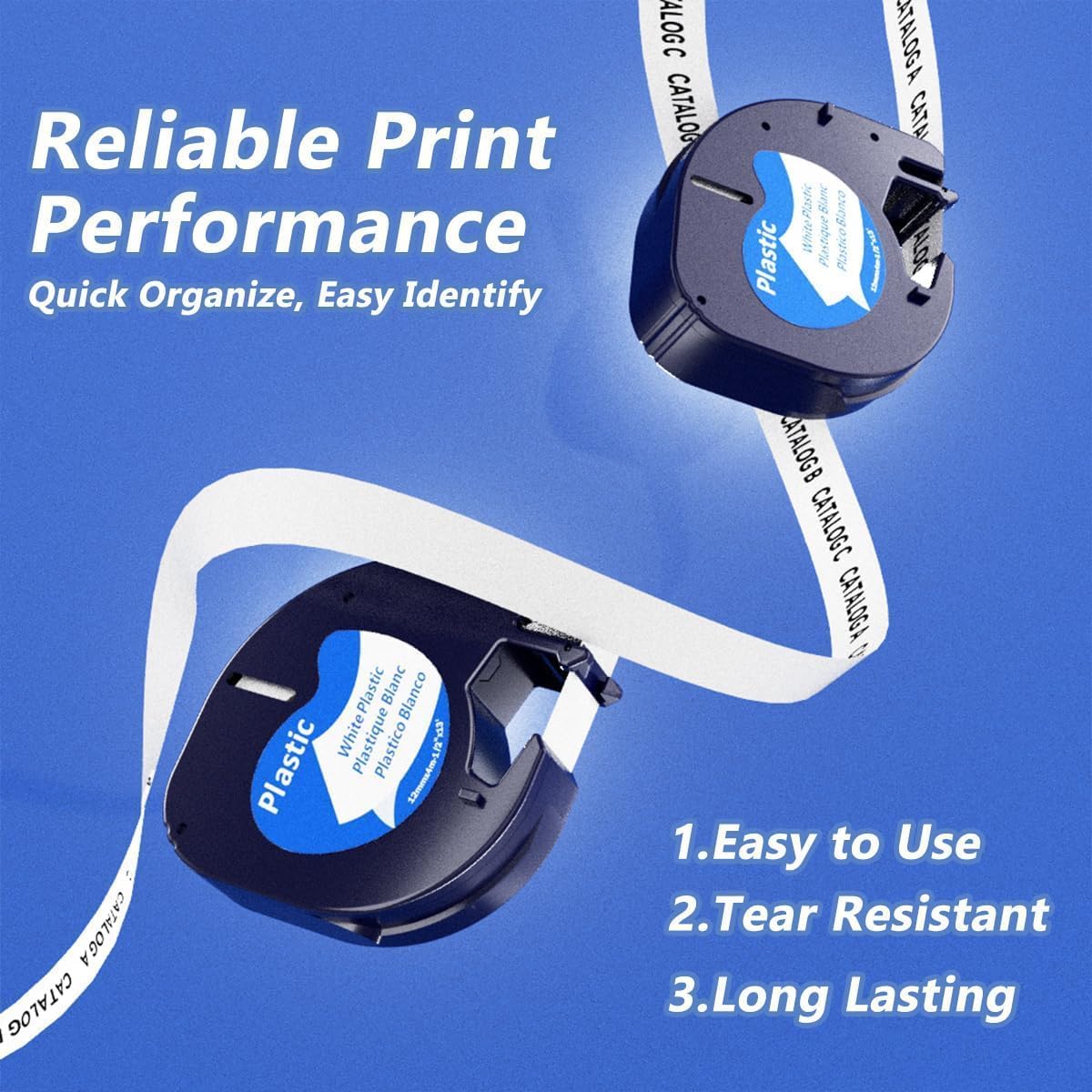 10 Pack 91331 Plastic White Label Tape Compatible for Dymo Letratag Refills S0721660 12mm x 4m (1/2" x 13') for Dymo Letra Tag Label Maker Refills 200B LT100H LT100T LT110T