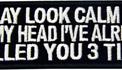 Miniatura 2 de EmbTao Parche bordado para coser con plancha, pero en mi cabeza, ya te he matado 3 veces