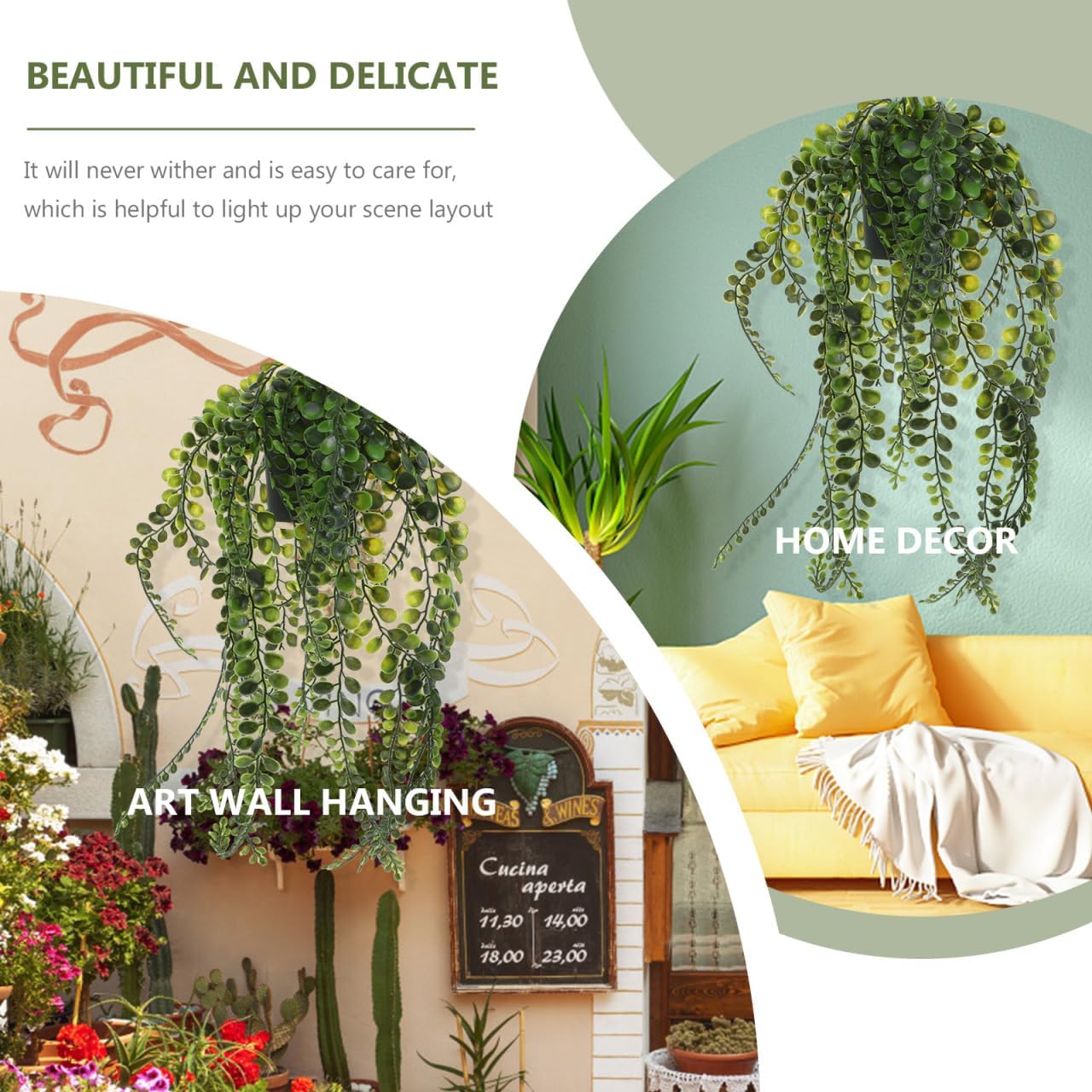 Cabilock 2Pcs Simulated Green Plant Potted Hanging Decor - Artificial Indoor Plants for Home Office and Garden Realistic Faux Plant Decoration