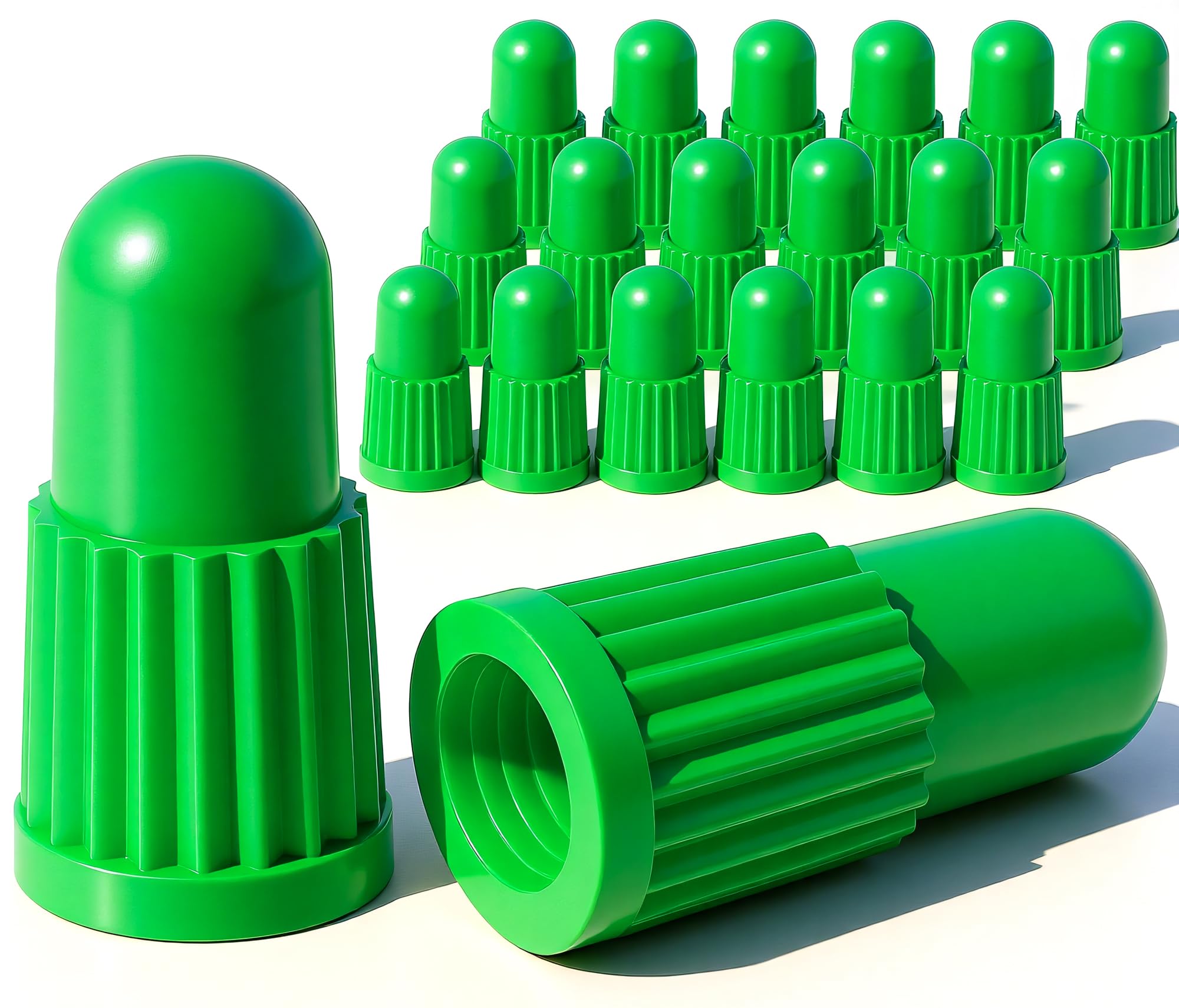 MEAJOO Green Presta Valve Caps (20 Pack) – Dust & Air Stem Covers for MTB, Road Bike, Bicycle – Fits French Valves, Lightweight Plastic Tubeless Tire Valve Caps — image 1