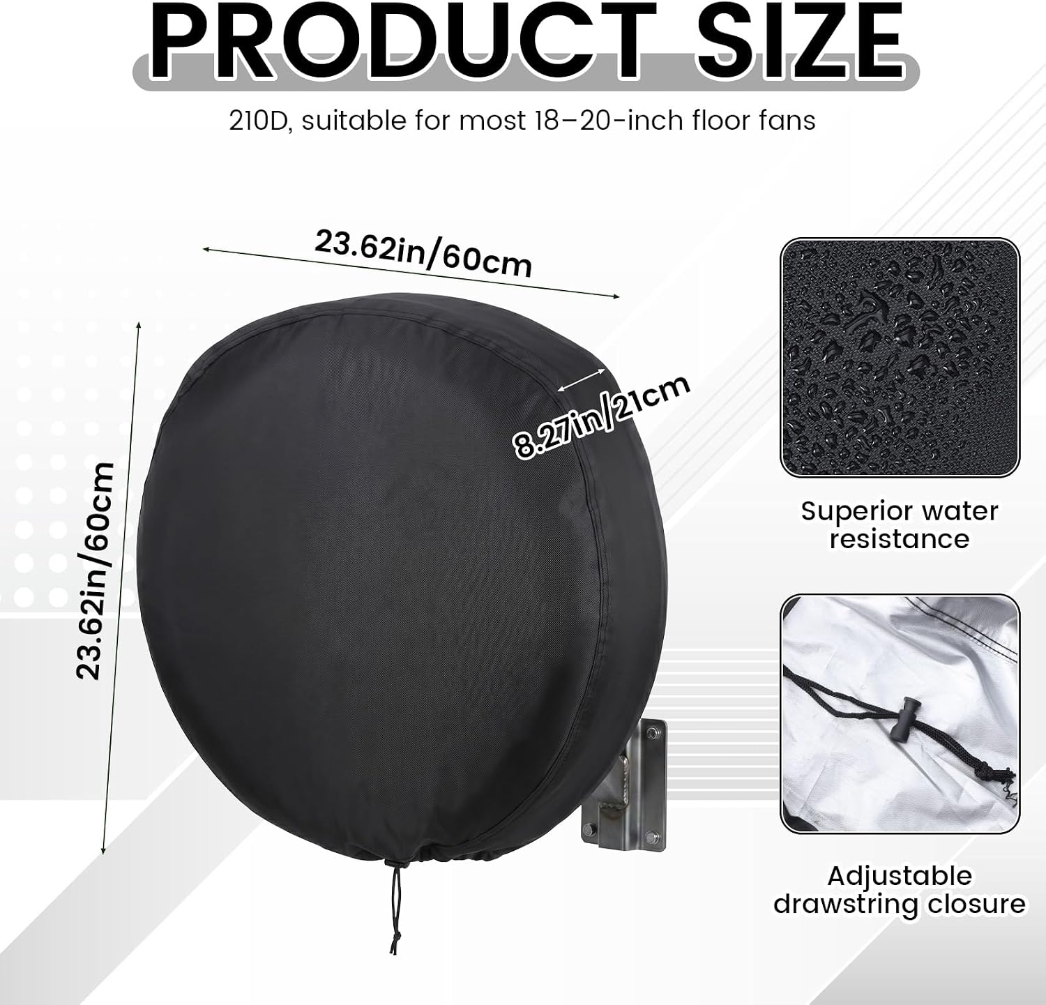 210D Oxford Heavy Duty Outdoor Fan Cover, Anti-UV Outdoor for 18-20 Inch