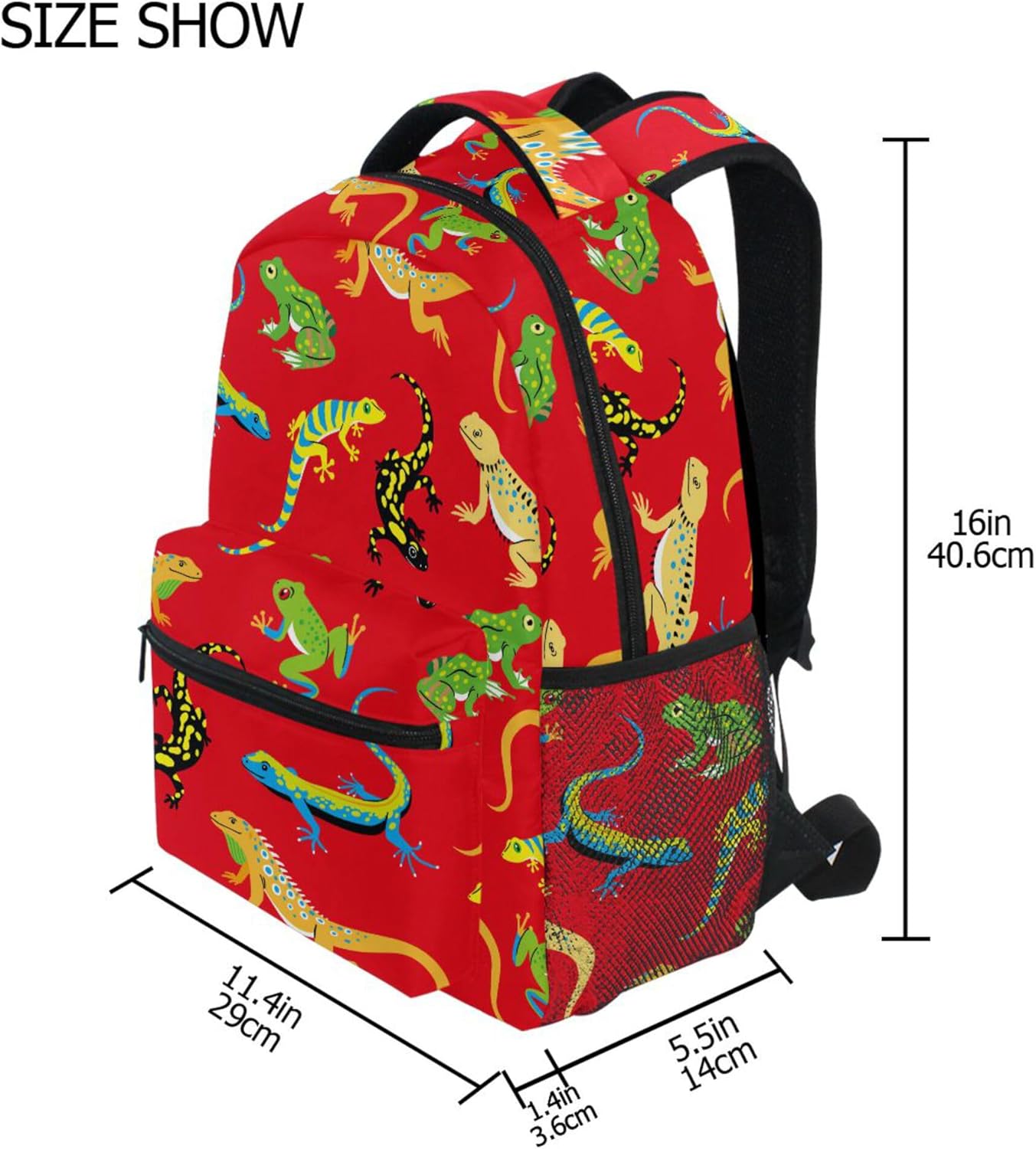 Fisyme Lizard Frog Red Laptop Backpack Bag Bookbag Casual Travel Hiking Computer Notebooks Daypacks