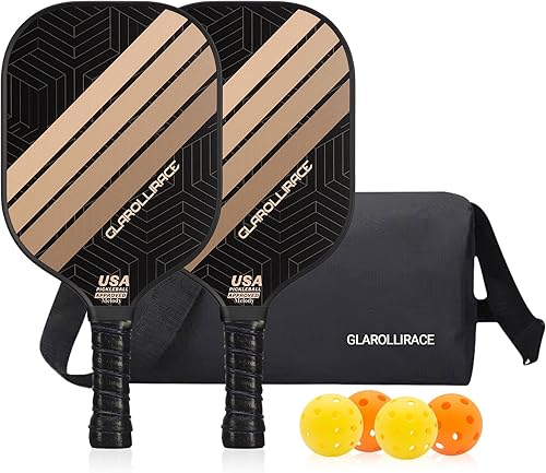 Juego de 2 palas de pickleball  4 raquetas de pickleball aprobadas por USAPA, fibra de vidrio  Superficie de fibra de carbono y núcleo de panal de