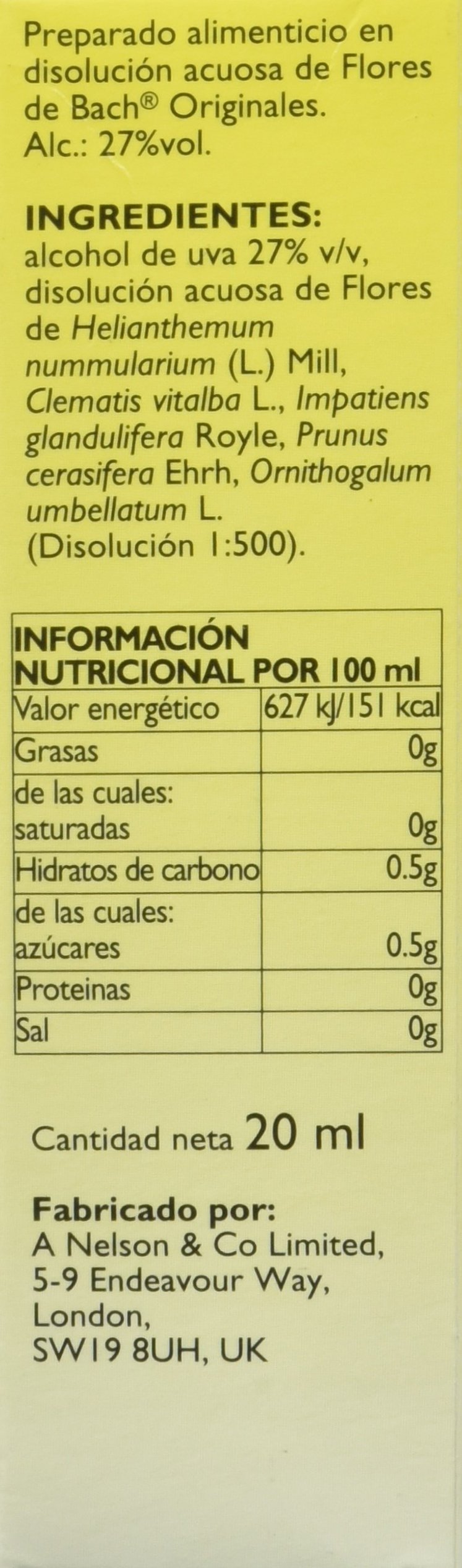 Bach - Rescue Gotas, con ingredientes de origen Natural a Base de Flores de Bach - 20 ml