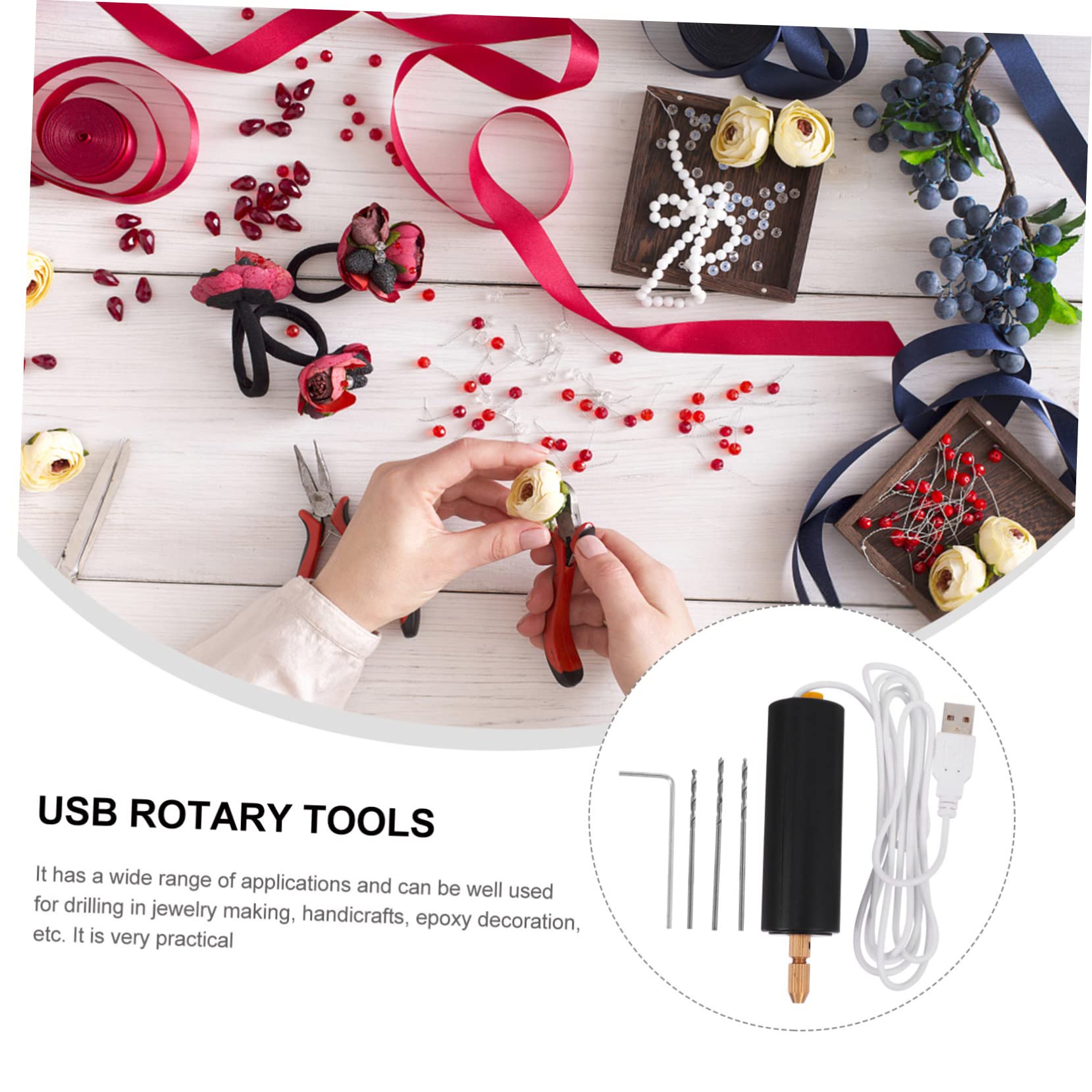 Lurrose 2 Pcs Universal Mini Electric Drills Power Rotary Tool Portable Charging Hand Drill for Diy and Jewelry Making