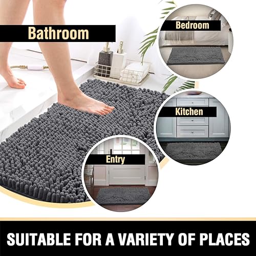 Miniatura 7 de Alfombras de baño Tapetes para baño antideslizante de chenilla de lujo alfombra de baño alfombra extra suave y absorbente Tapetes peludos lavables