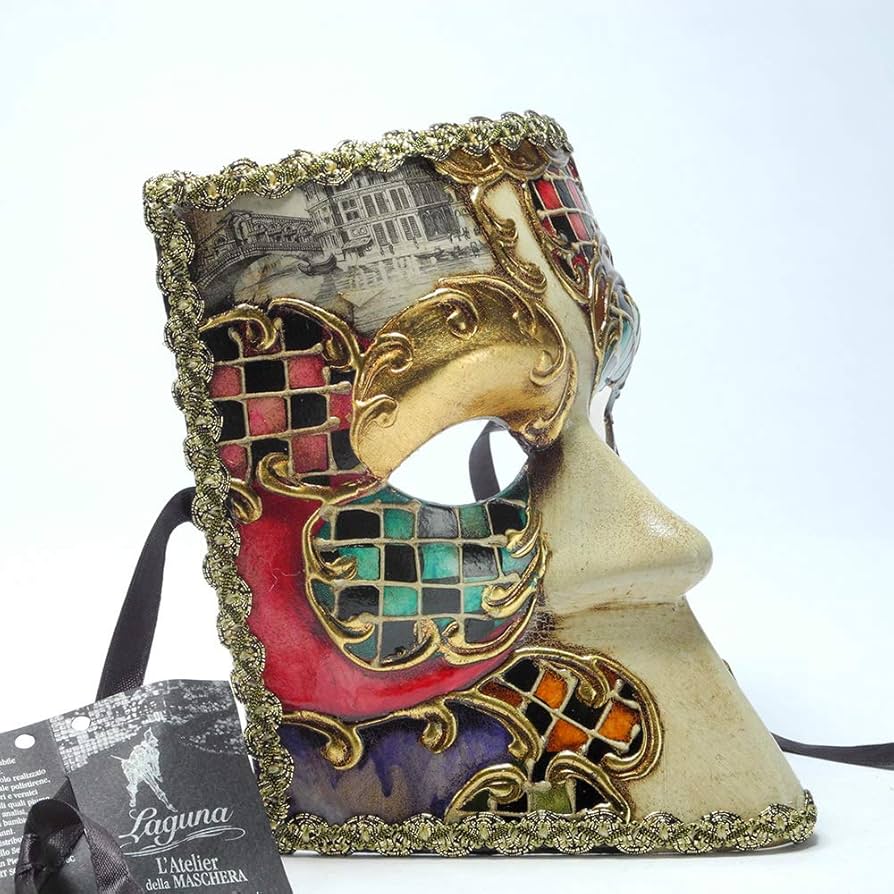 ベネチアンマスク Bauta Ducale Venetian Total Black | Papier Mache Wearable Venetian Masks