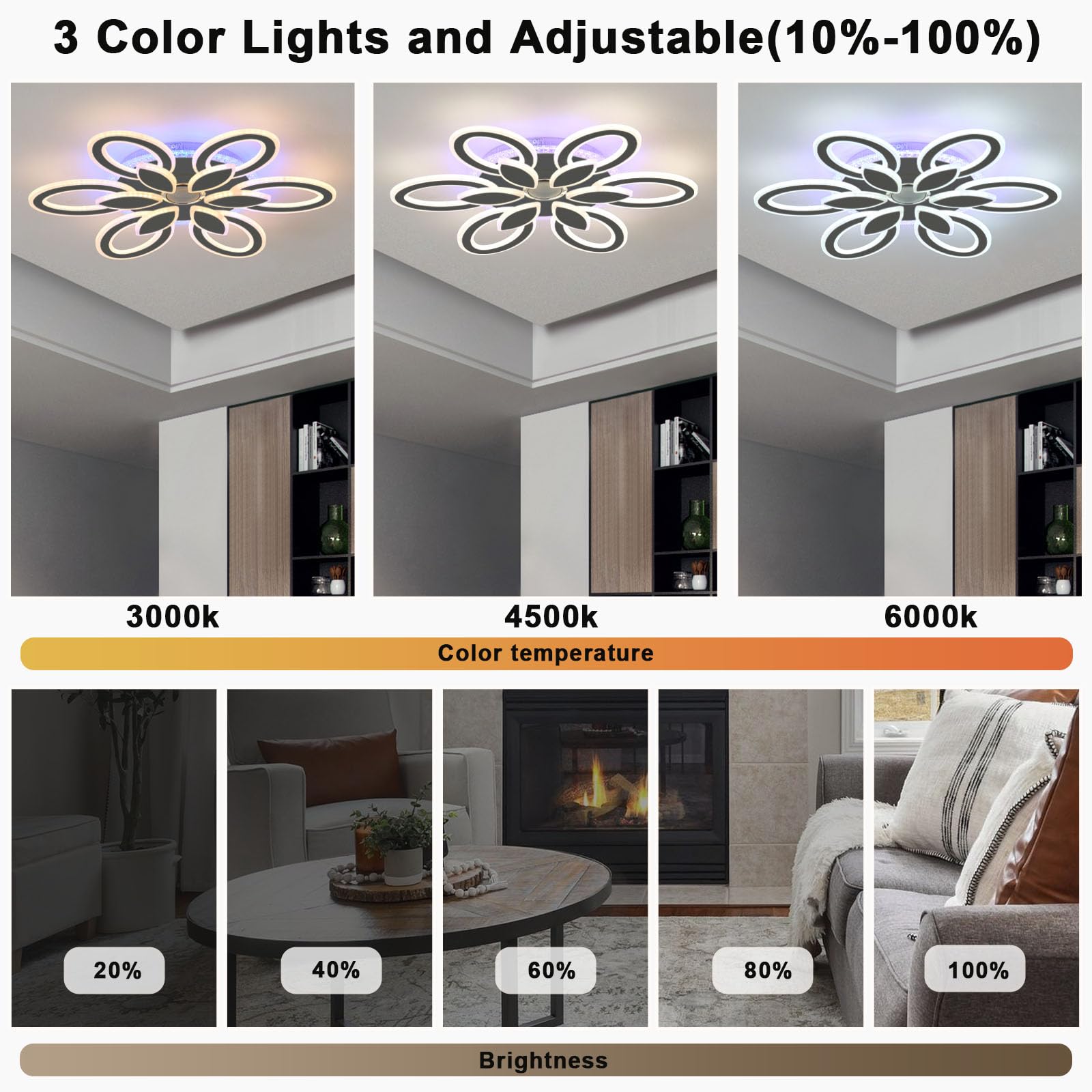 Intelligente Plafoniera Dimmerabile Bluetooth Lampadario,Funzione Di Memoria con Elevata Resa Cromatica Moderno e Senza Sfarfallio Luce Notturna Ceiling Light,per Soggiorno e Camera Da Letto,Nero