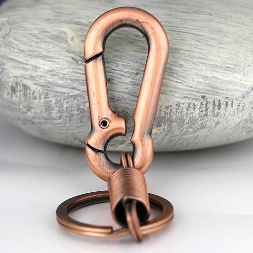 Miniatura 4 de Maycom Llavero simple de estilo retro resistente con forma de mosquetón, anillo para llaves, llavero, portallaves, S, Cobre