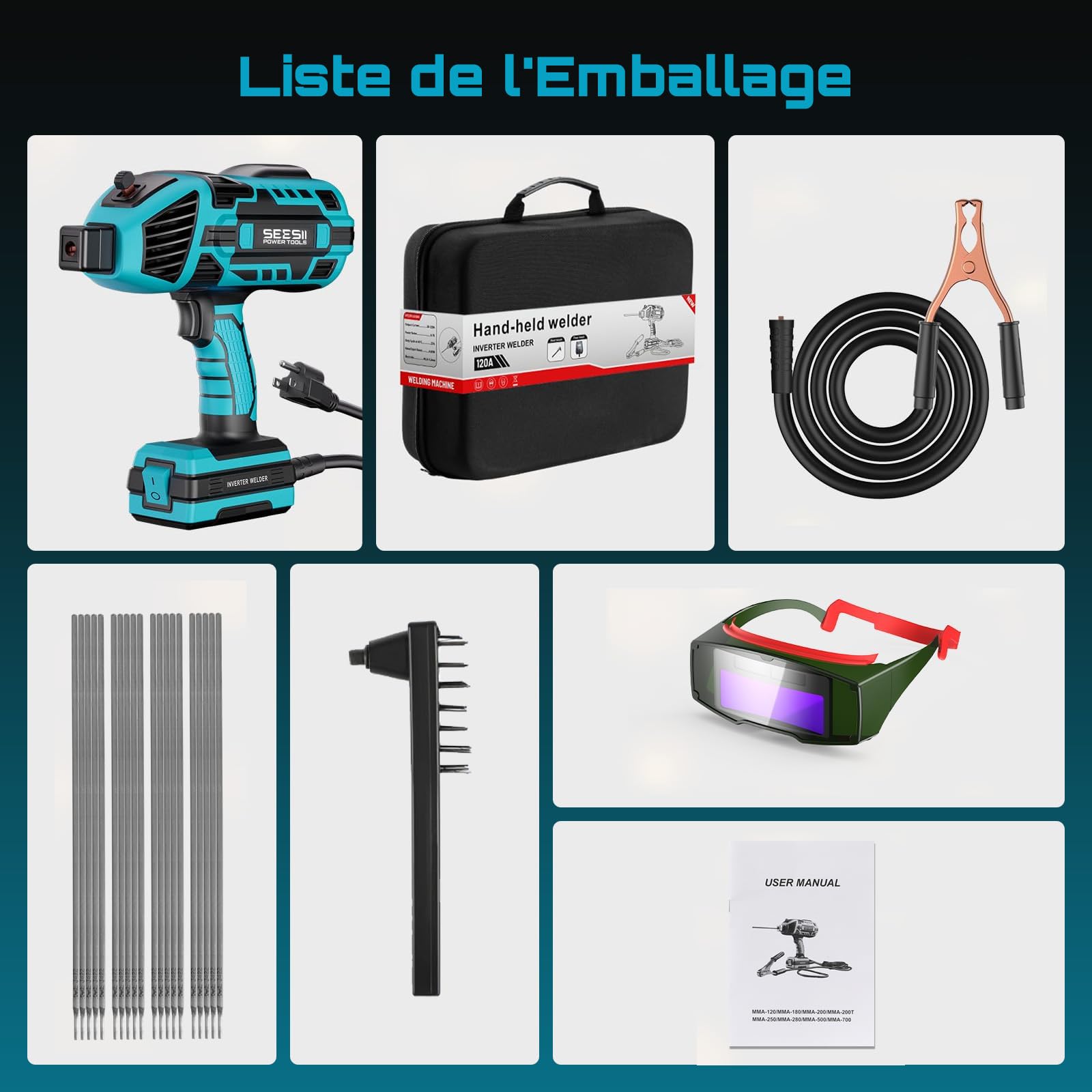 Poste a Souder Électrique, Portable 220 V Soudeuse Manuelle à l'Arc Variable à 6 Niveaux, Convient Aux Électrodes De 2,5-3,2 mm, sur L’Acier Inoxydable, L’Aluminium et Les Alliages D’Aluminium
