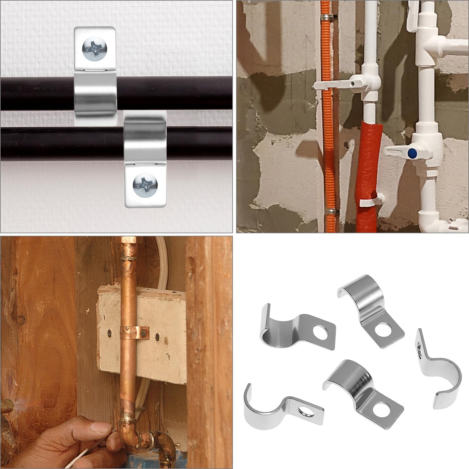 MgcTolBox Clip Fermacavi in Acciaio 10 mm, Piccola Morsetti per Tubi, Clip di Fissaggio per il Fissaggio di Cavi e Tubi | Confezione da 25 Pezzi