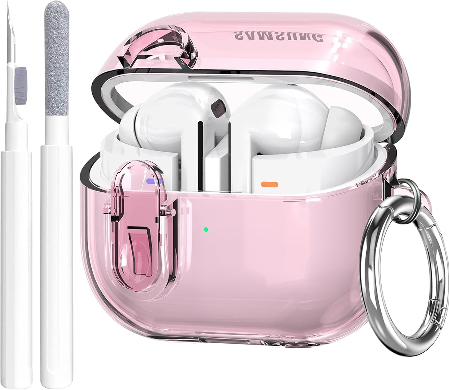 OTOPO Compatible with Samsung Galaxy Bud 3 Pro Case/Buds3/Buds 3 FE Case Clear Lock Clip with Cleaner Kit, Transparent TPU Galaxy Buds Pro 3 Protective Cover Men Women with Carabiner, Clear Pink - Image 9
