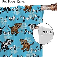 Vista 177 de Cortinas opacas con estampado de patas de perro, estampado de patas de perro y huesos, tratamiento de ventana, cortinas con aislamiento térmico