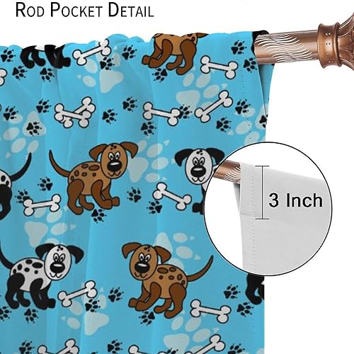 Miniatura 177 de Cortinas opacas con estampado de patas de perro, estampado de patas de perro y huesos, tratamiento de ventana, cortinas con aislamiento térmico