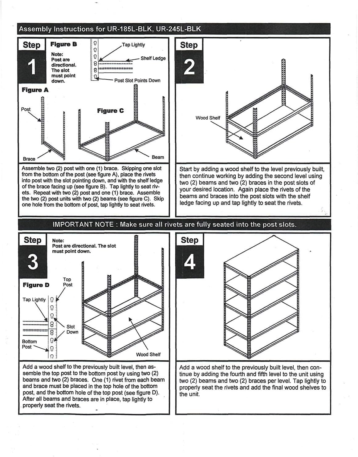 Edsal 48"W x 24"D x 72"H 5-Shelf Steel Shelving, Black