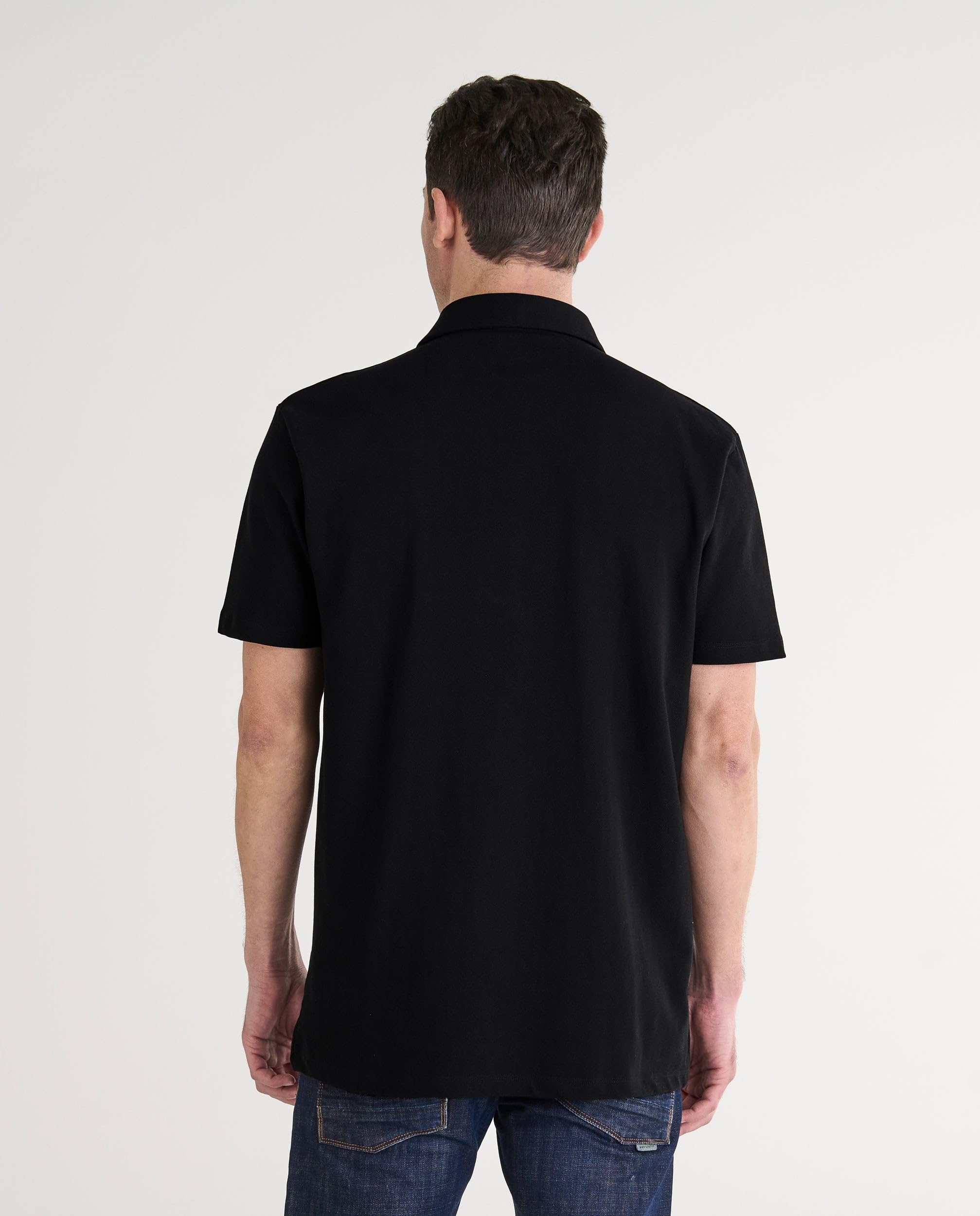 El Búho Nocturno Polo Hombre Manga Corta Algodón 100% Piqué Liso - Cuello Italiano Spread Firme Elegante - Regular Fit Holgado Largo - Deporte Casual Vestir Tallas Grandes S-5XL — view 3