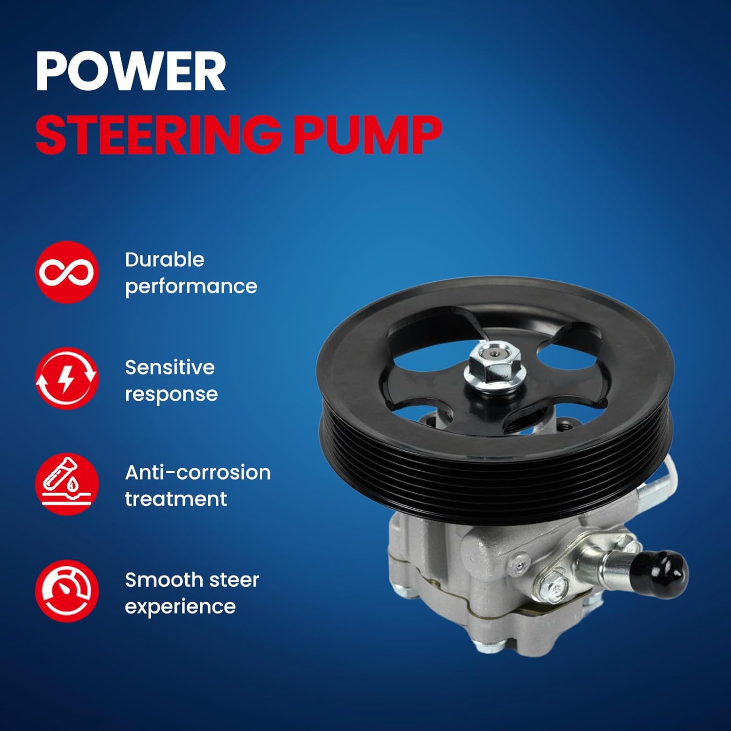 MOCA Power Steering Pump w/Pulley Compatible with 2004-2010 for Nissan TITAN LE 5.6L, 2005-2009 for Nissan Armada SE 5.6L, 2008-2010 for Nissan TITAN PRO-4X 5.6L V8 5552cc