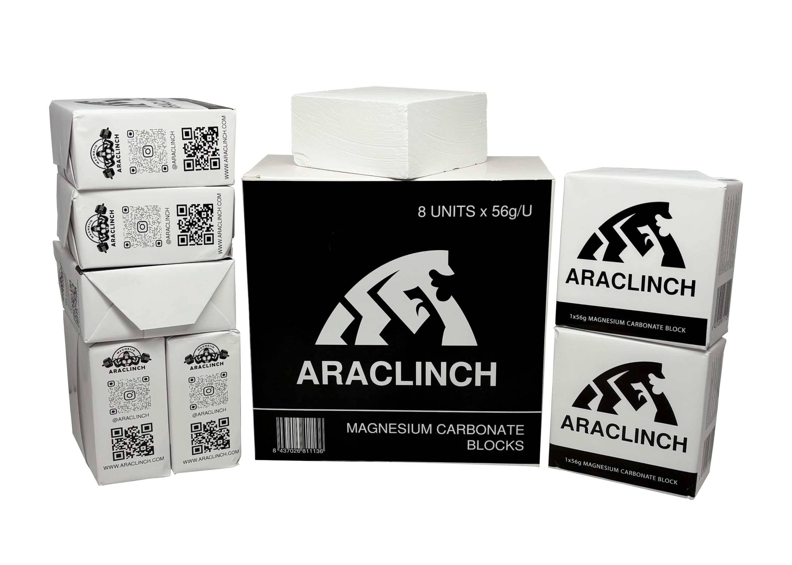 ARACLINCH Bloque de magnesio 56gx8u, Bloques de magnesio para Escalada, Crossfit, Gimnasio, Halterofilia, Calistenia, Tiza para Entrenamiento, magnesio Escalada