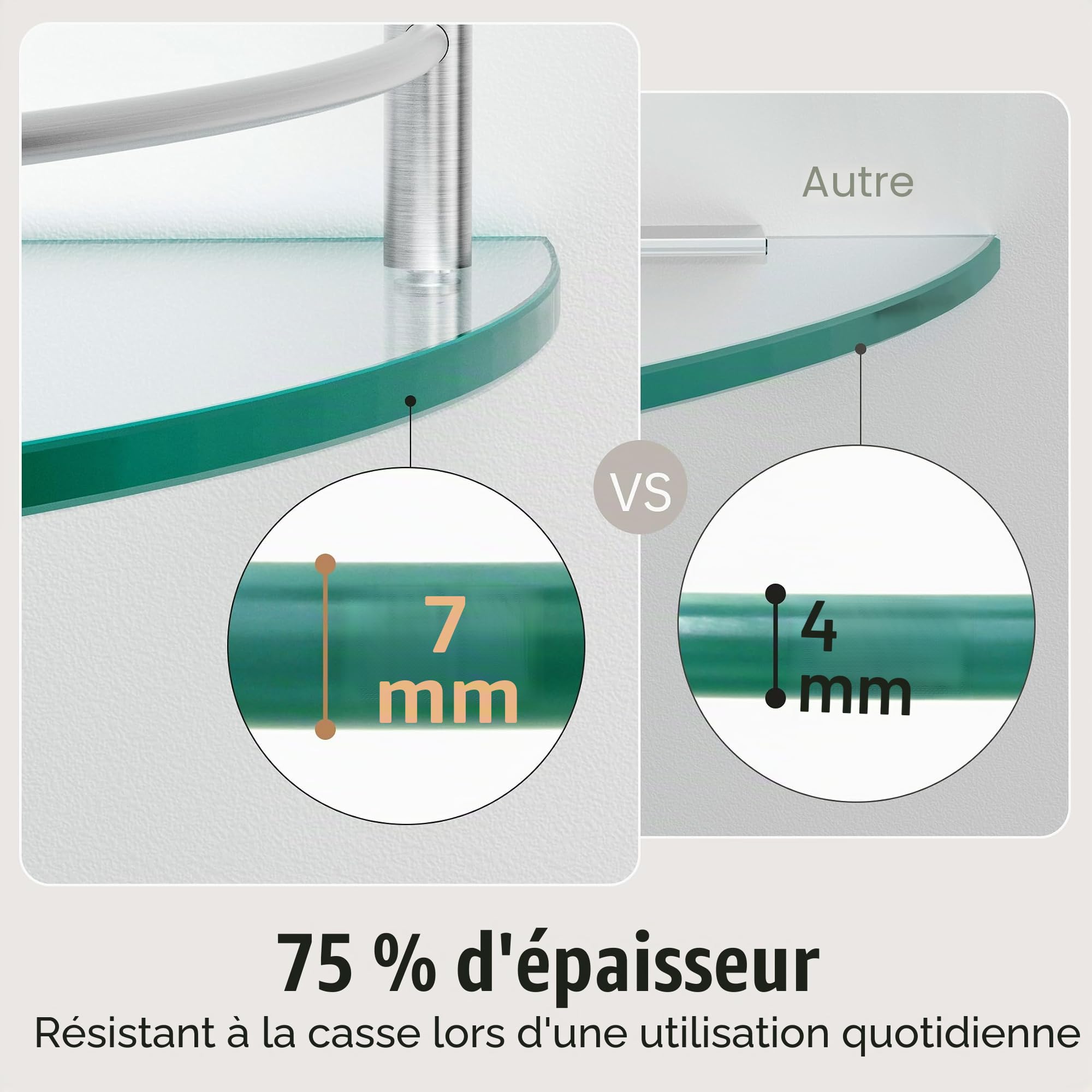 KES Étagère en Verre Étagère de Salle de Bain Murale Verre Trempé Tablette Douche d'angle Acier Inoxydable SUS304 Brossé, BGS2101A-2