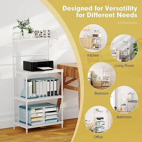 Miniatura 6 de MEDIMALL Estante para panaderos para cocina soporte para microondas de 4 niveles estante de almacenamiento para carrito de microondas barra de café