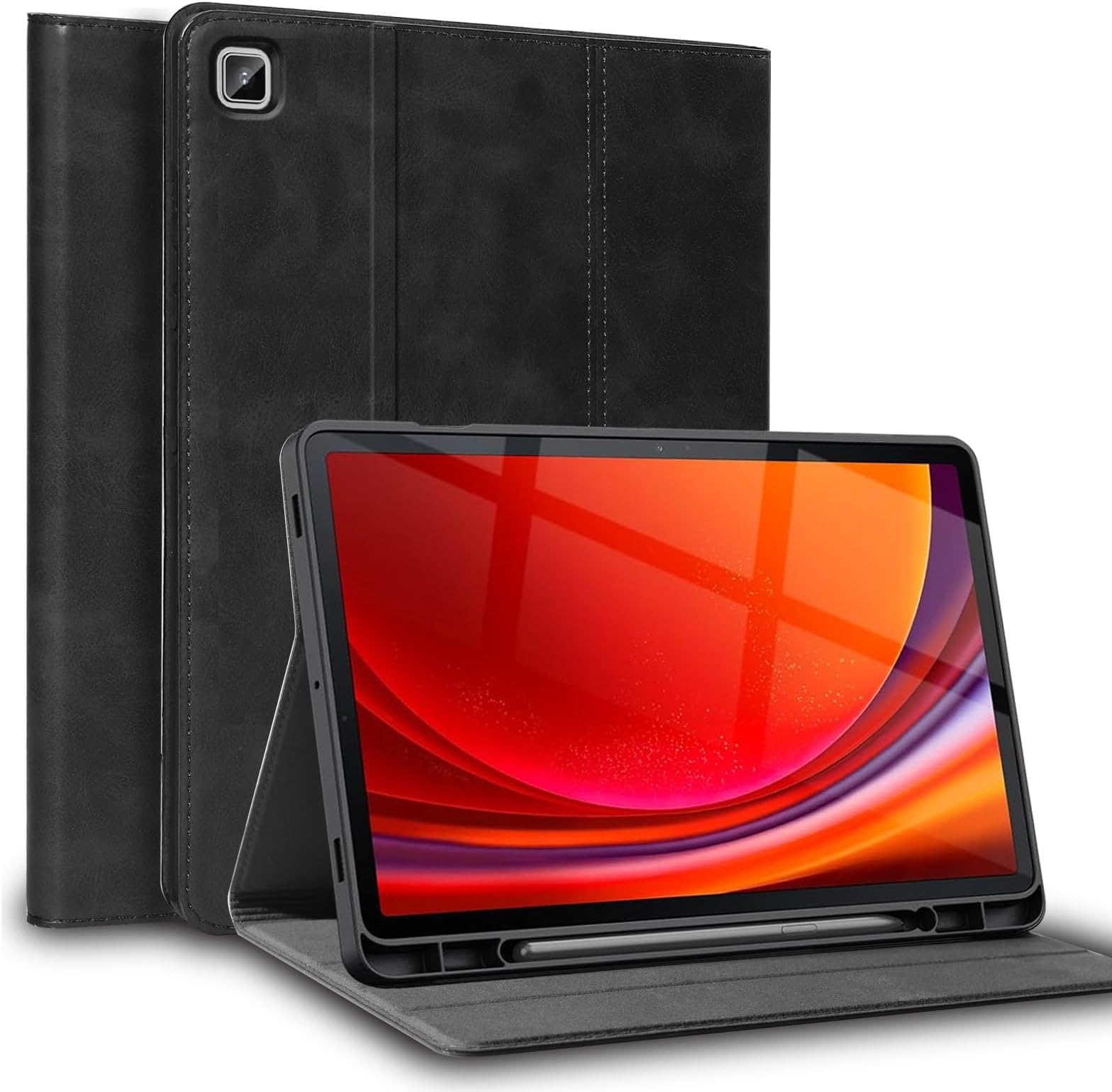 - for Samsung Galaxy Tab A7 Lite 8.7 inch Case with S Pen Holder 2021 Model(SM-T220/T225/T227) Genuine Leather Cover Protective Shell.Black