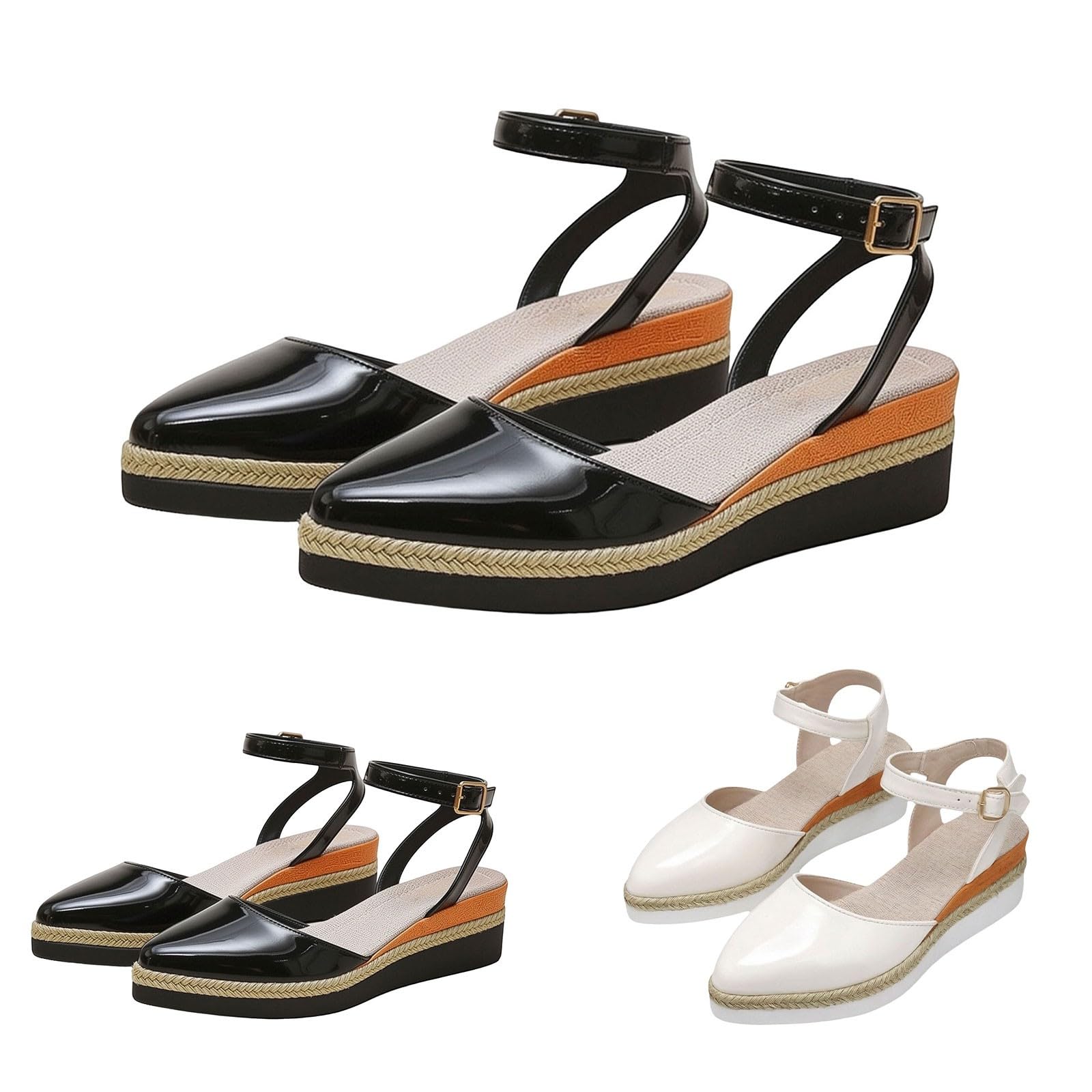 Alpargatas Mujer con Cuña Punta Cerrada Sandalias Cómodas Verano para Playa | Cuñas Esparto Mujer Ligeras Cómodas Zapatos Ortopedicas Antideslizantes Calzado Esparto Plataforma Sapatos para Caminar