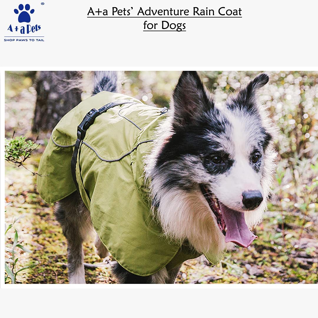 A+a Pets' Adventure Raincoat for Dogs | Easy to Wear | Adjustable Neckline | Reflective Stripes | Breathable Light Weight (L) 3