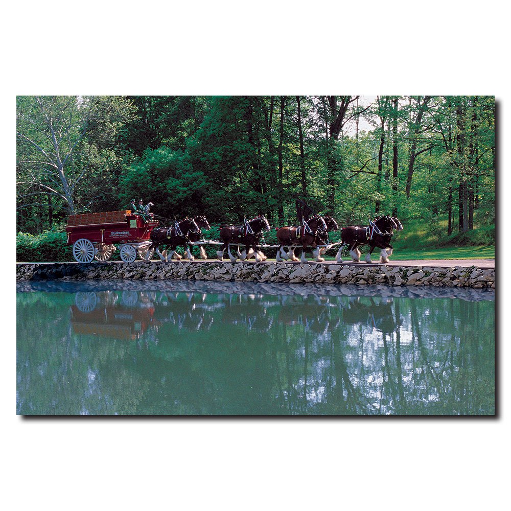Clydesdales on Green Pond by Budweiser, 16x24-Inch Canvas Wall Art
