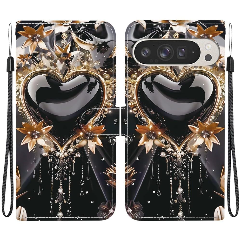 Protection Google Pixel 8A étui rabat cuir noir résistant aux rayures avec porte-carte - 4