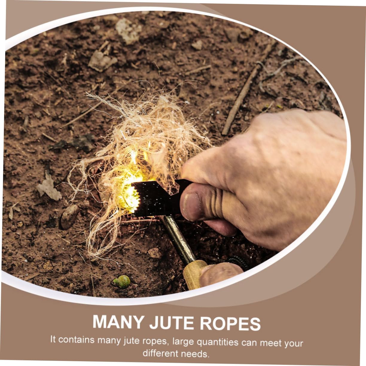 VANZACK 10pcs Jute Fire Starter Ropes Outdoor Wick for Camping Hiking BBQ Windproof Burning Survival Cord for Easy Ignition and Emergency Use