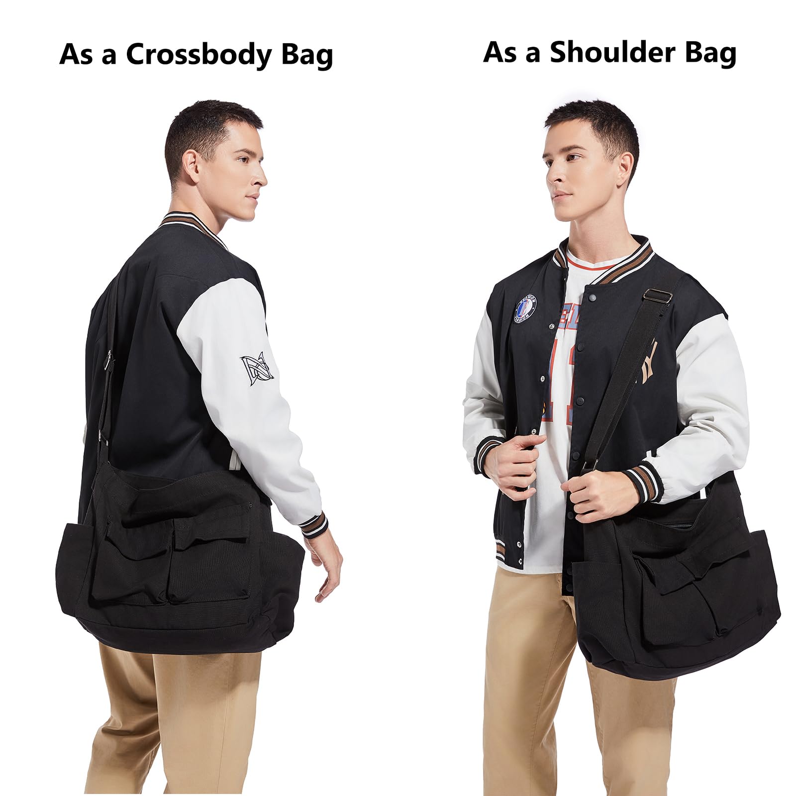 Bolsa Bandolera Mujer, Bolsa Cruzada de Tela para Hombre y Mujer, Viajar y Trabajar