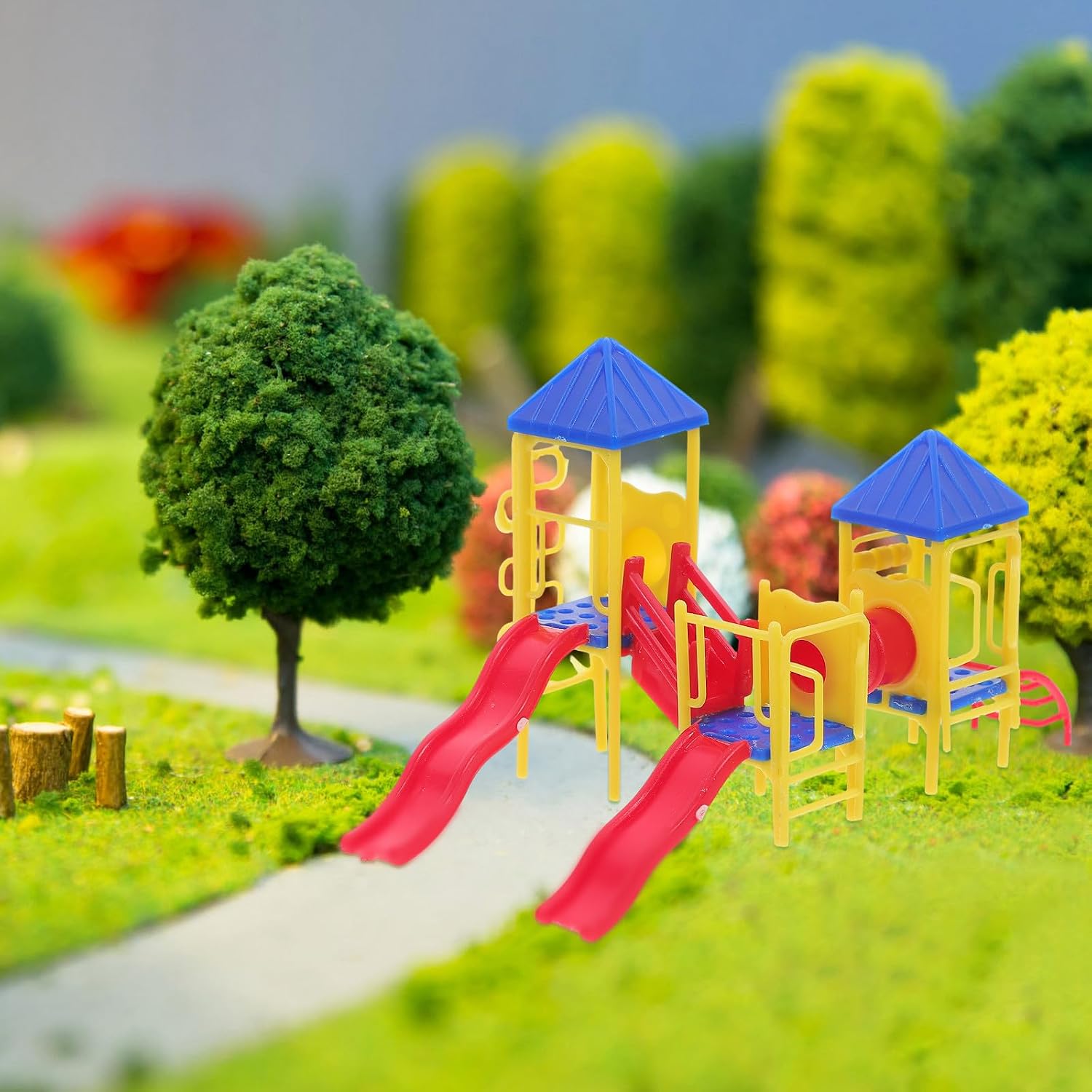 TOYANDONA Dollhouse Playground - 1/75 Scale Miniature Playground Model with Slide for Dollhouse Accessories Sand Table Decor