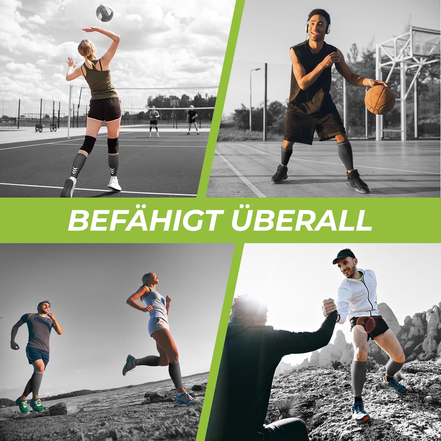 Waden Kompression - Kompressionsstrümpfe ohne Fuß für Damen und Herren - Atmungsaktive Wadenbandage - Ideale Sport Unterstützung beim Laufen Joggen Radfahren Handball Sleeve