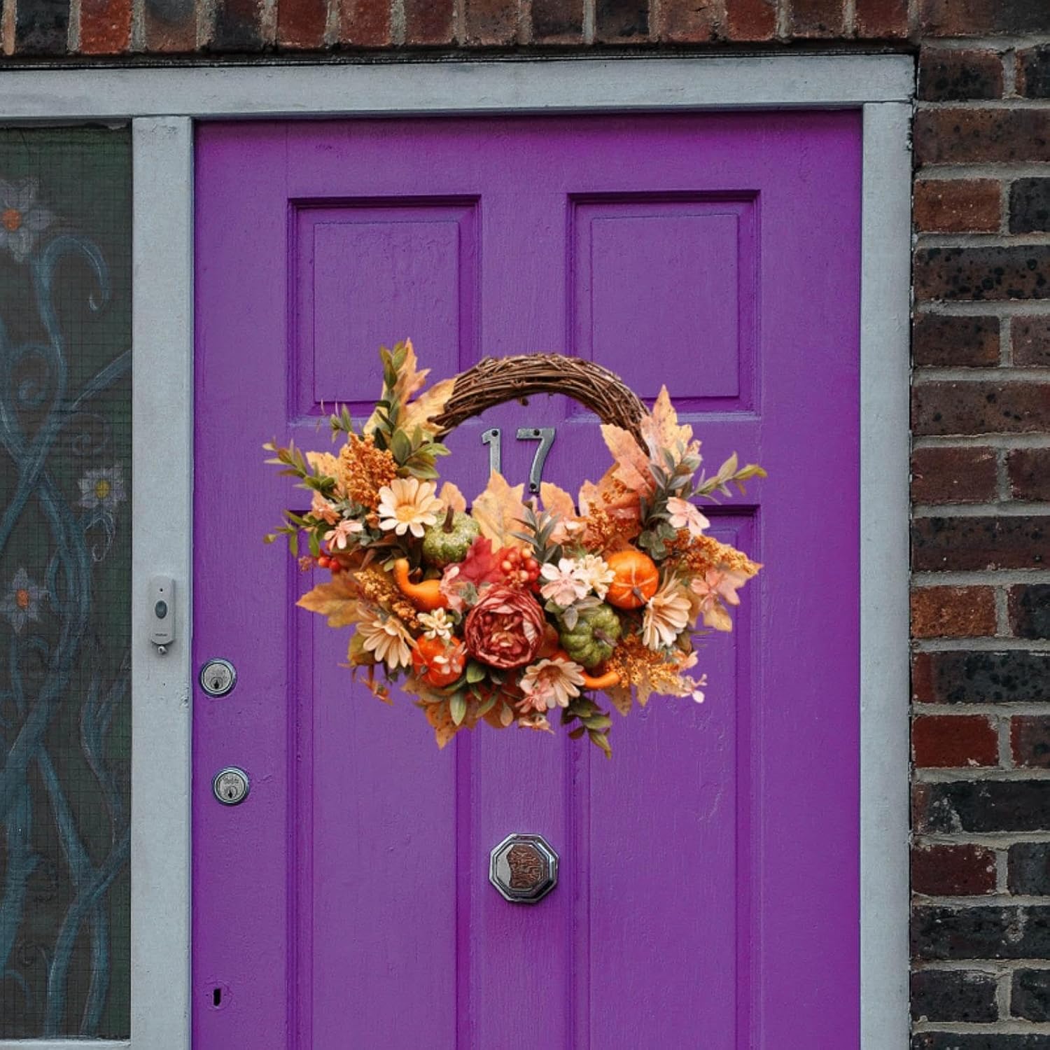 Pumpkin Fall Wreath Door Hanging Wreath Restaurant House Autumn Artificial Wreath Thanksgiving Harvest Wreath