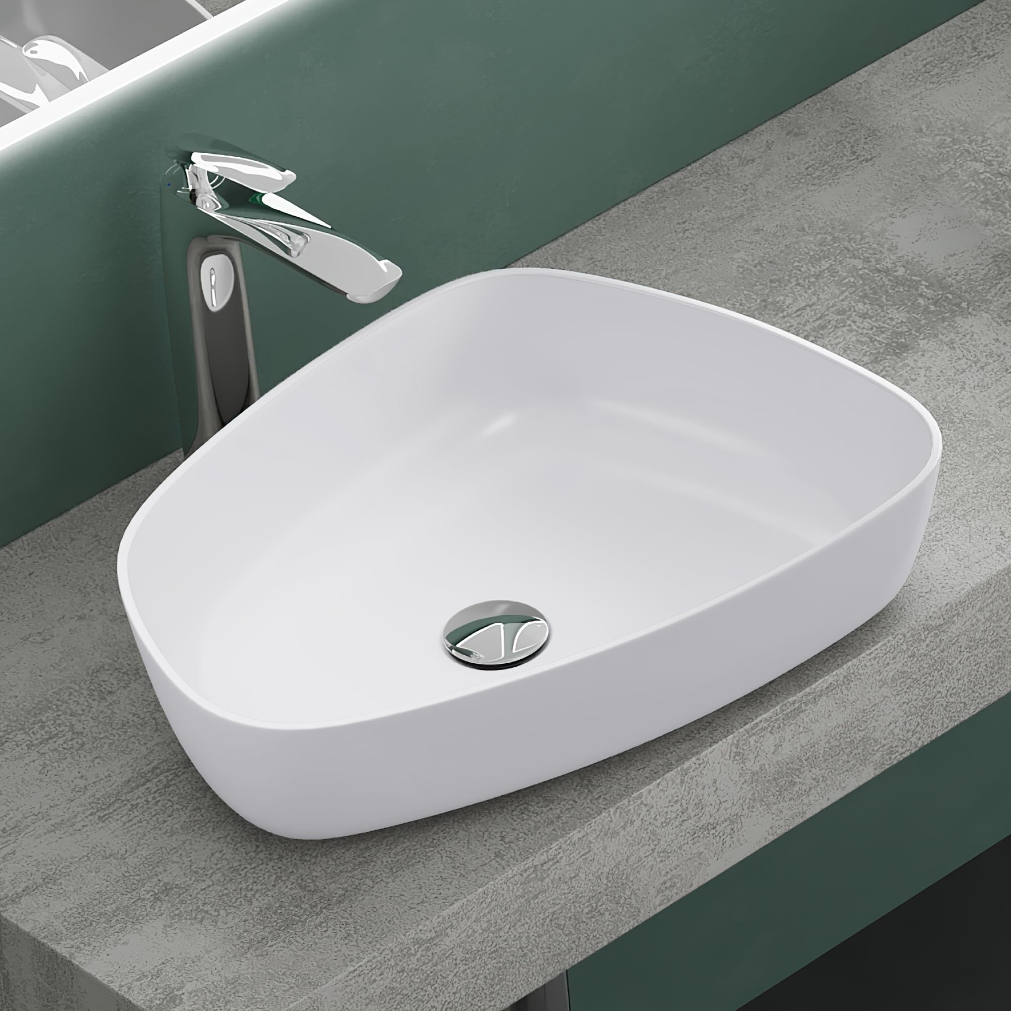 Mai & Mai Countertop Sink 51.1x38.7x12cm Colossum806 Matte White Cast Marble Bathroom Basin