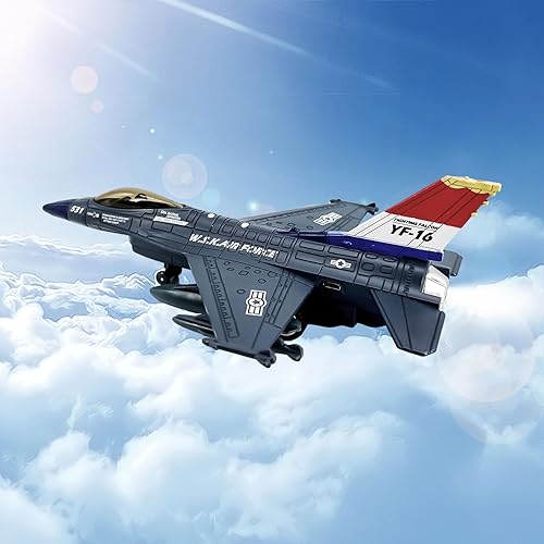 Miniatura 2 de OTONOPI Fighter Jet Toy F-16 Jets de juguete para niños, avión militar del ejército de la fuerza aérea, juguete de caza de metal fundido a presión