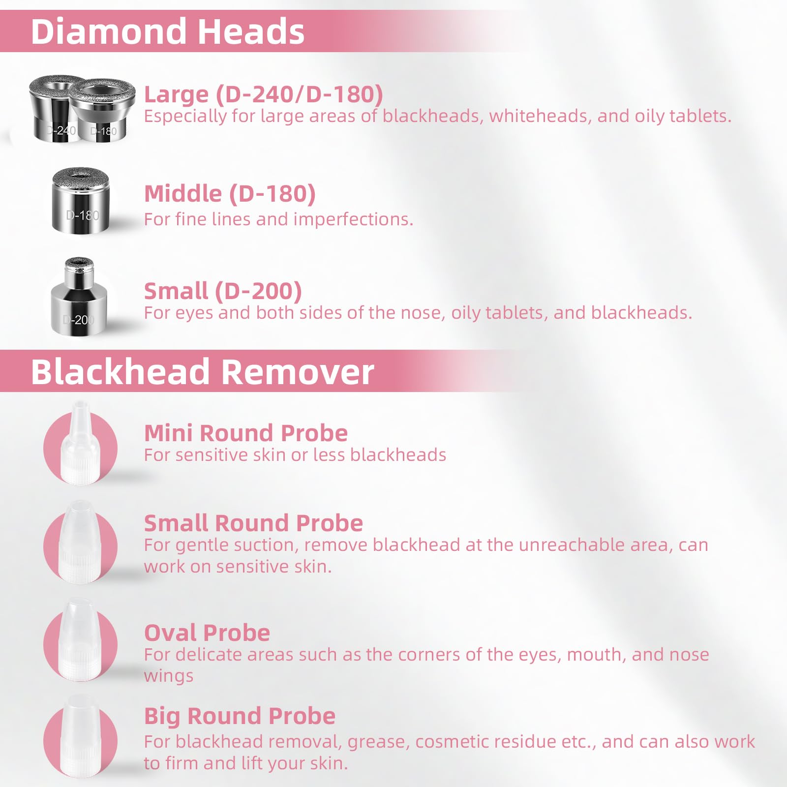 Máquina de microdermoabrasión de diamante, máquina de dermoabrasión de microdermoabrasión de diamante de 3 modos para eliminación de puntos negros, dispositivo de microdermoabrasión portátil 3