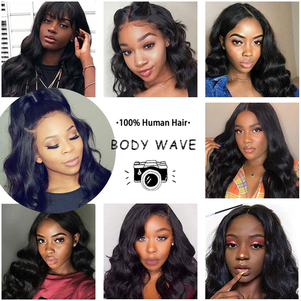 Foreverlove Body Wave Lace Front Wigs Human Hair Pre Plucked with Baby Hair 200% Density Unprocessed Brazilian Virgin Remy Human Hair 13x4 Transparent Lace Frontal Wigs for Women (12 Inch)