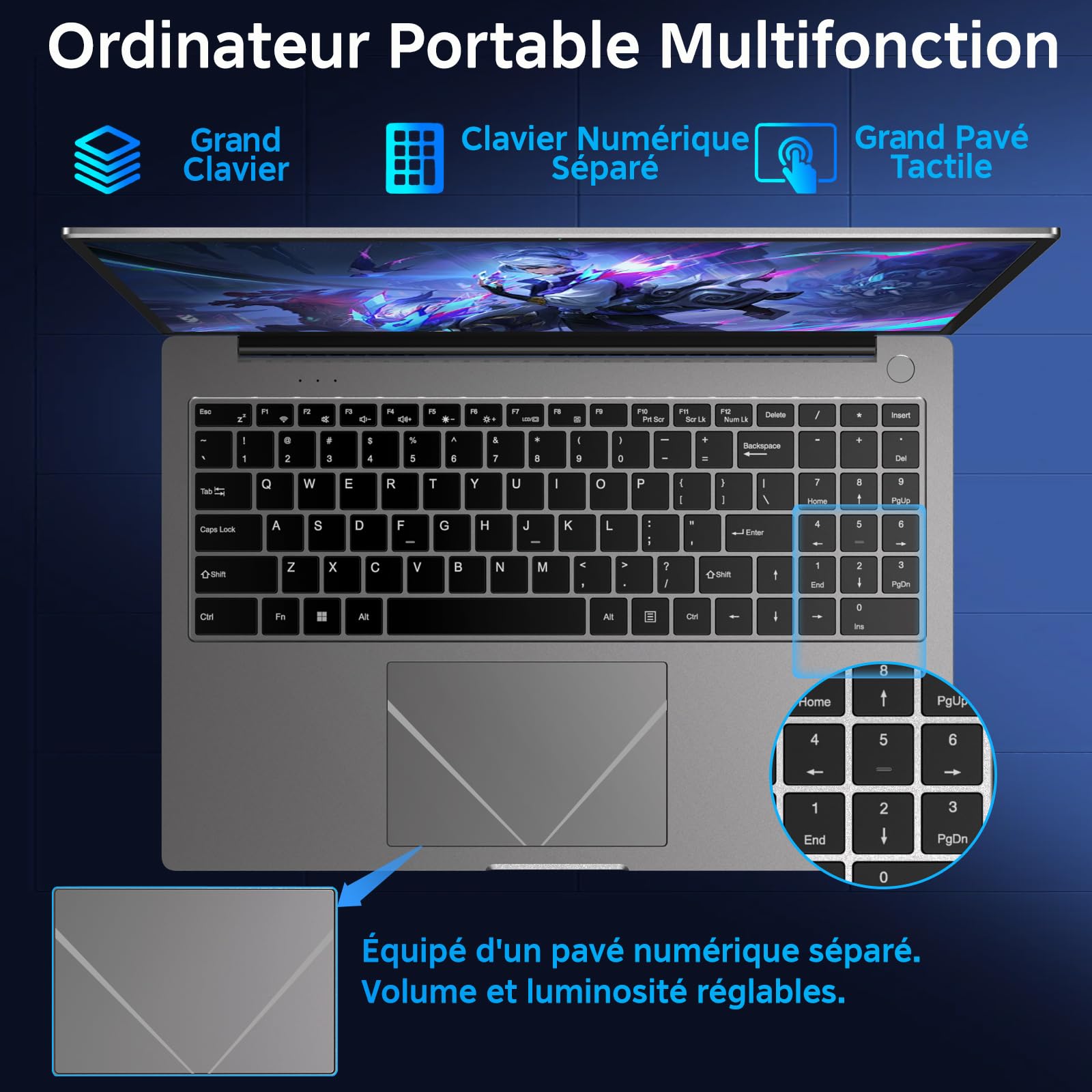 Ordinateur Portable 16 Pouces Core i3-1000NG4 (jusqu'à 3,2 GHz),16+512Go SSD Soutien Extension 1TB ,PC Portable Win11 Avec Double WIFI 1920x1200 BT4.2 Souris sans Fil&AZERTY Clavier Couverture-Gris