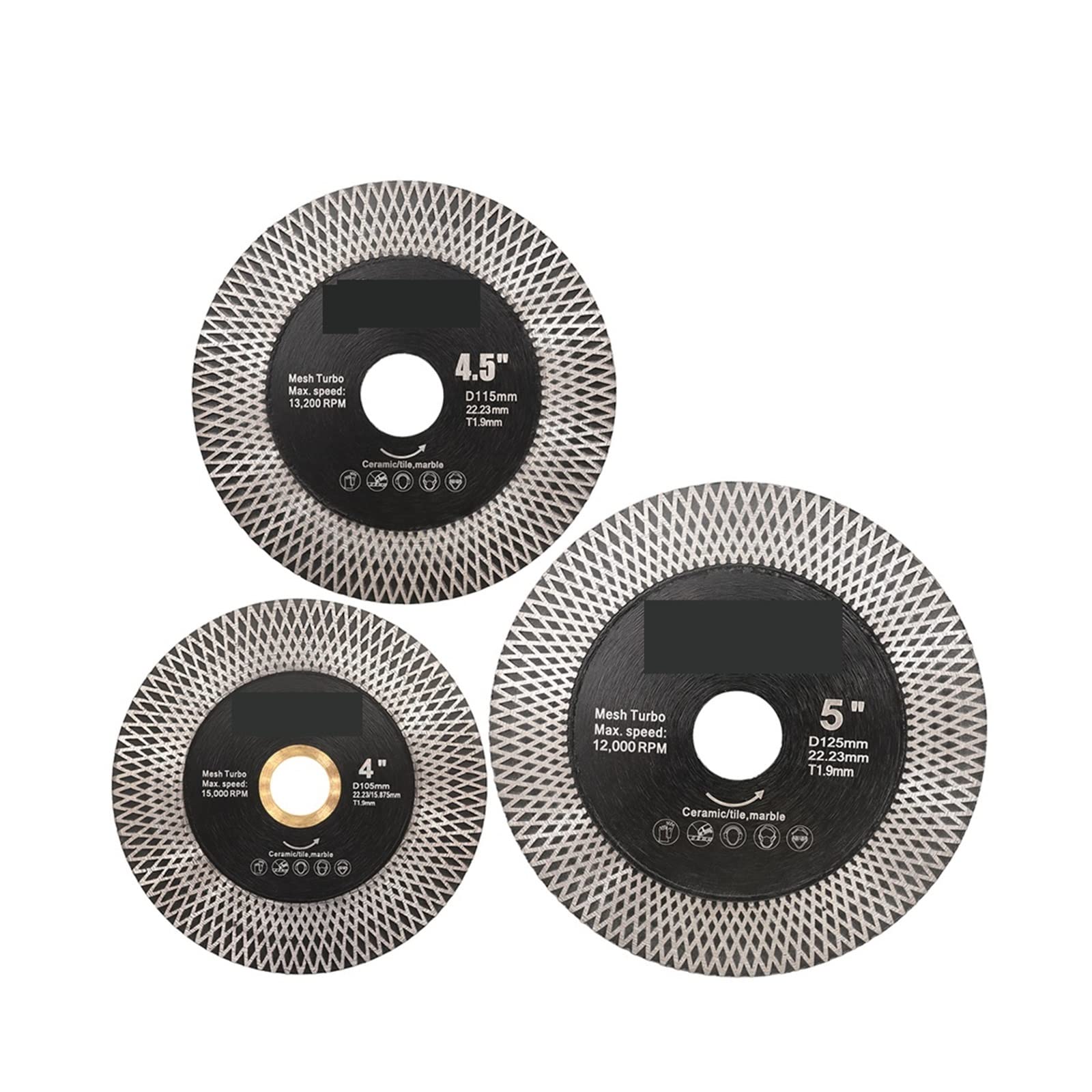 Mola a tazza diamantata, 1pc Diamante Taglio diamantato e rettifica Disco for sega a doppia faccia 105/115/125mm Piastrelle in porcellana super sottile Pietra X Mesh Turbo,per smerigliatrice angolare