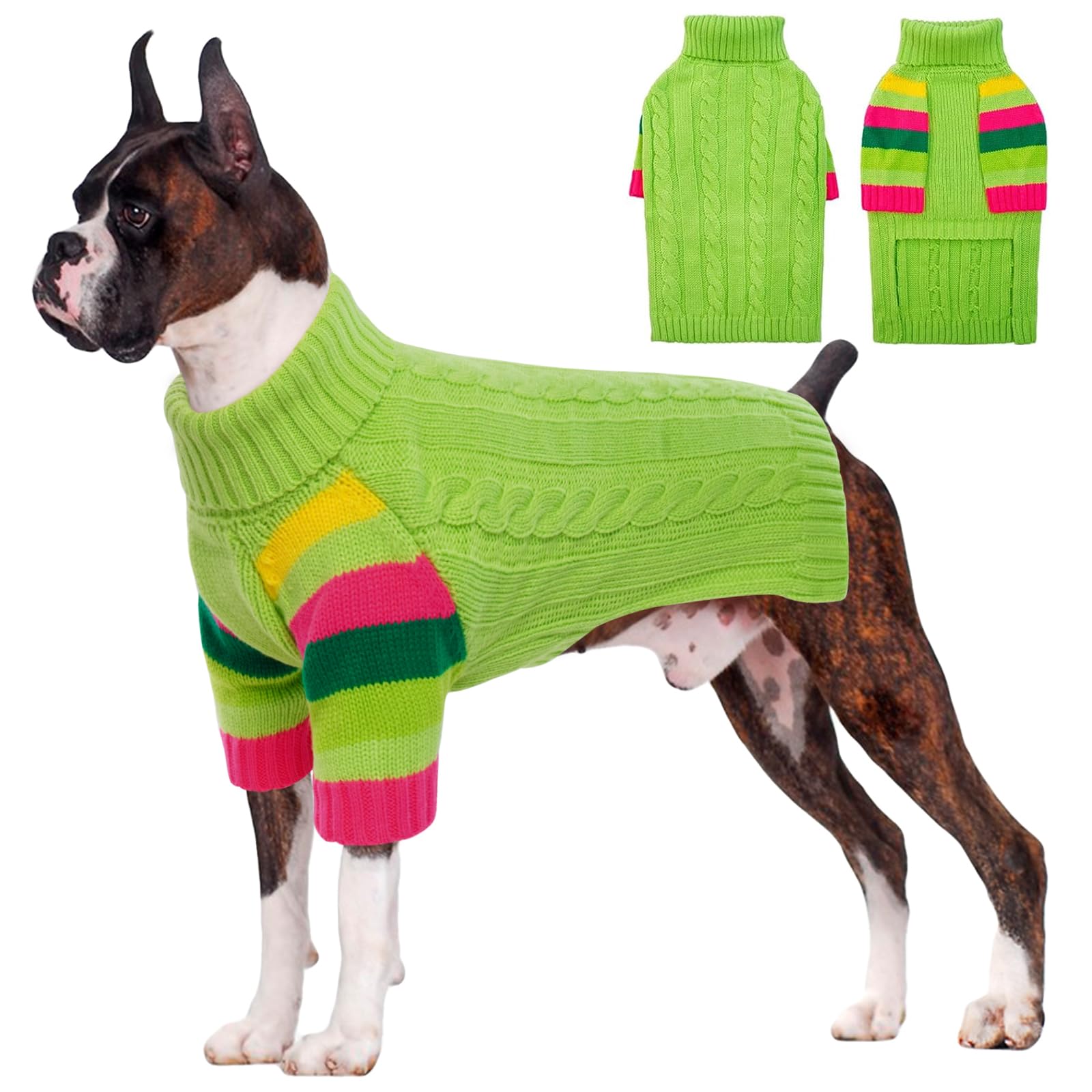 OUOBOB Dog Jumper with Turtleneck & Christmas Design, Large Dog Sweatshirt for Boys & Girls, Pet Apparel Knitwear for Winter XXXXXL
