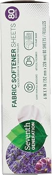 Seventh Generation, Fabric Softener Sheets Lavender, 80 Count