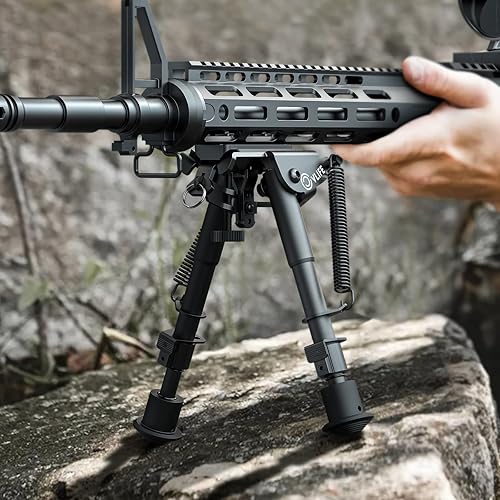 Miniatura 6 de CVLIFE Bípode de rifle de 6-9 pulgadas con adaptador de montaje de bípode compatible con M-Rail Keymod