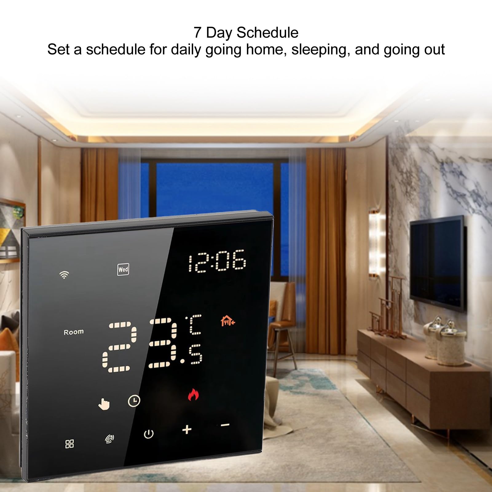 Termostato Doméstico, Termostato WiFi Carcasa de PC de Alta Precisión Control de Teléfono Móvil 100-250VAC 7 Días Pantalla Táctil Interior Programable (Horno para Colgar en la Pared con