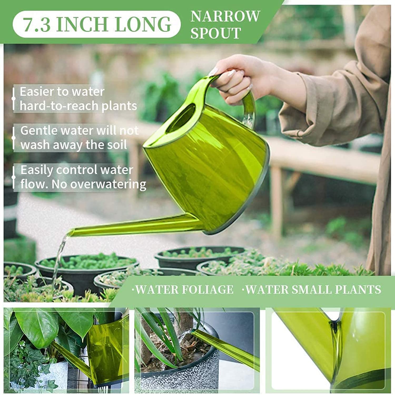 Gießkanne 1,5 L Kunststoff-Gießkanne Mit Langem Auslauf for Indoor Outdoor Garden Laubpflanzen Sukkulenten Bonsai Gartenarbeit