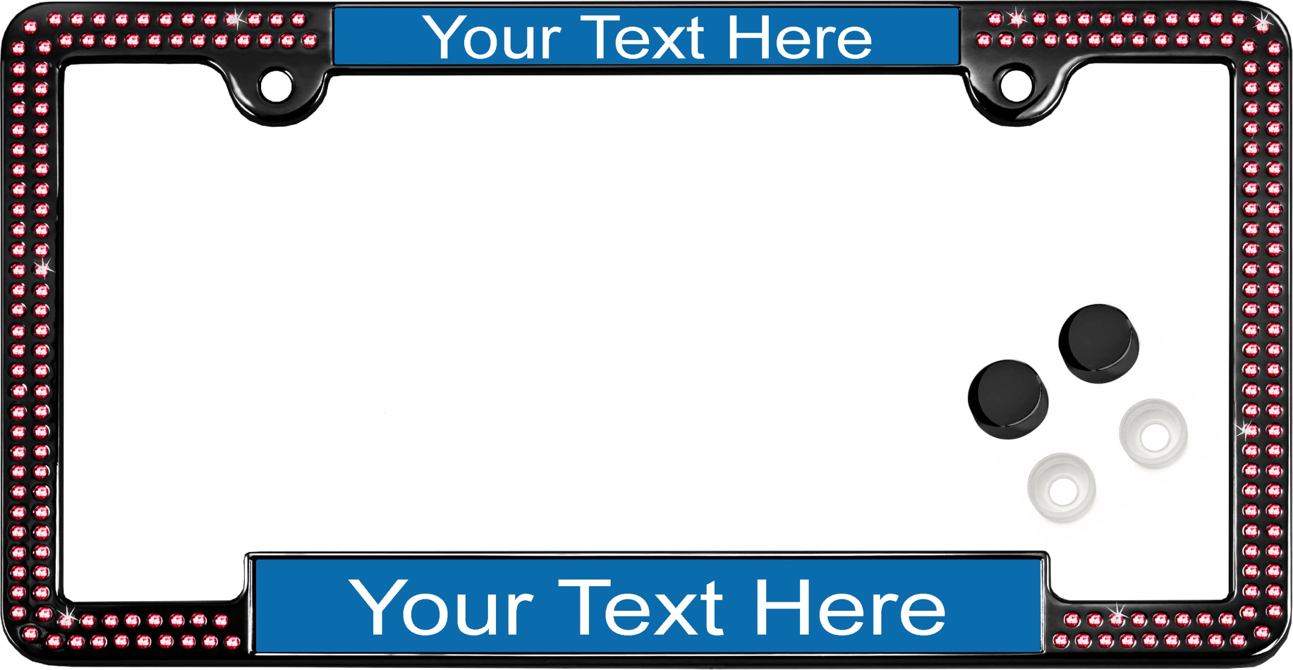 Crystals - Custom Personalized Black Metal Car License Plate Frame with Pink Cr - Picture 13 of 132