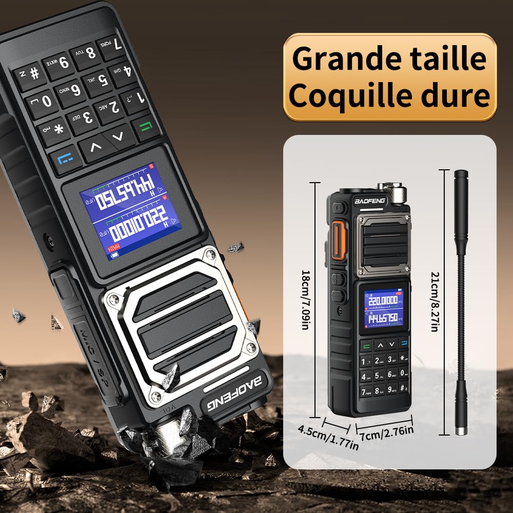 BAOFENG Talkie Walkie Double Bande UHF/VHF Radio Amateur Longue portée jusqu'à 9W avec Batterie 5200mAh 999 canaux CTCSS/DCS Radio FM VOX DTMF Talkie-walkie pour Adultes - UV25M