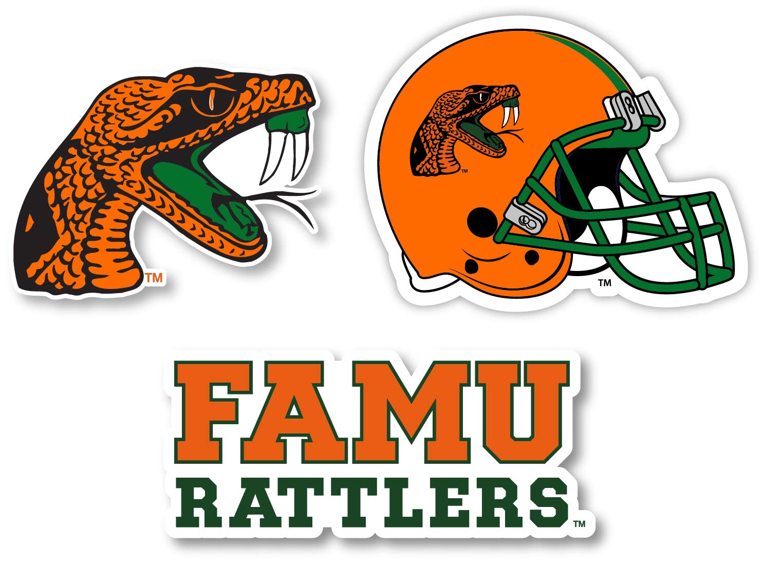Florida A&M Rattlers Vinyl Decal Sticker 3 Pack 4-Inch Each Officially Licensed Collegiate Product : Sports & Outdoors