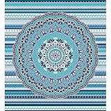 DHestia - Pareo Grande de Playa para Suelo 100% Algodón de 210x230 cm. Ravi (Azúl)